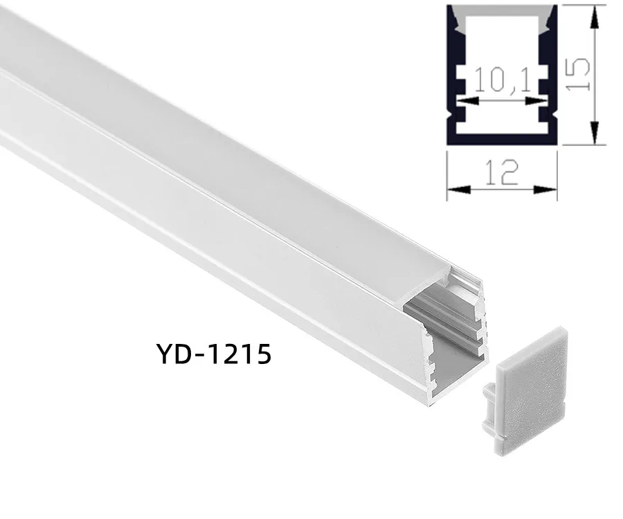Detailed view of 12×15 mm LED aluminum extrusion profile